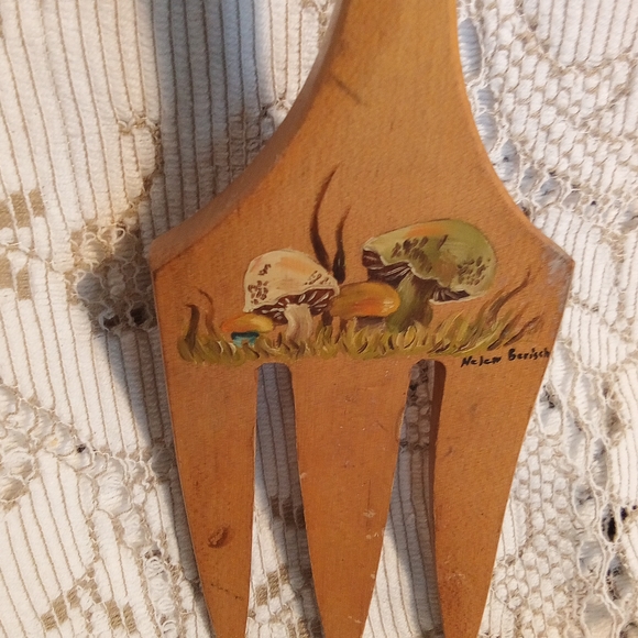 Very old hand made salad fork & spoon - Picture 4 of 4